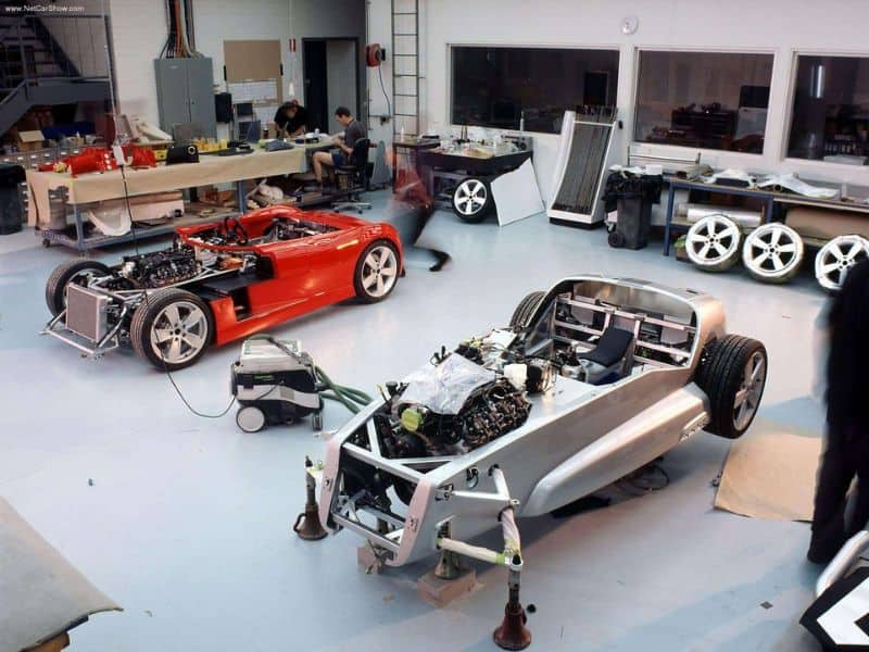 2004 Elfin Streamliner MS8 in two trim levels being constructed
