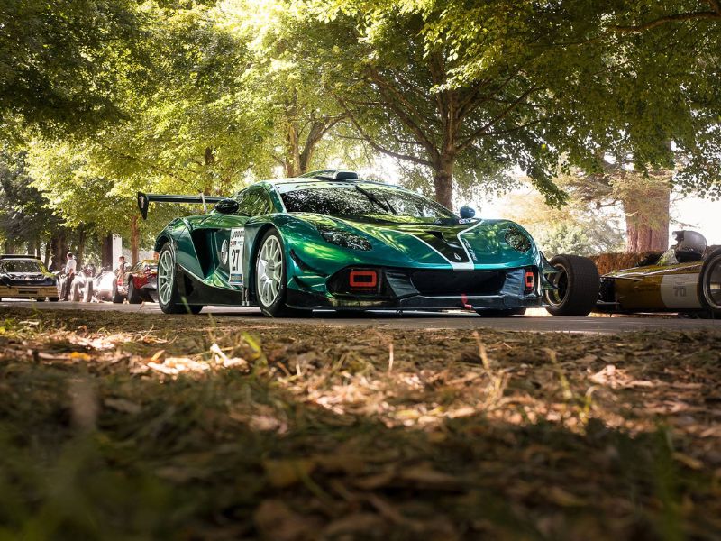 2017 green Arrinera Hussarya GT3 lining up on grid to go up the Goodwood Festival Of Speed Hill climb